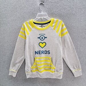 Universal Studios‎ Women Sweater Large Gray Minions I Love Nerds Long Sleeve